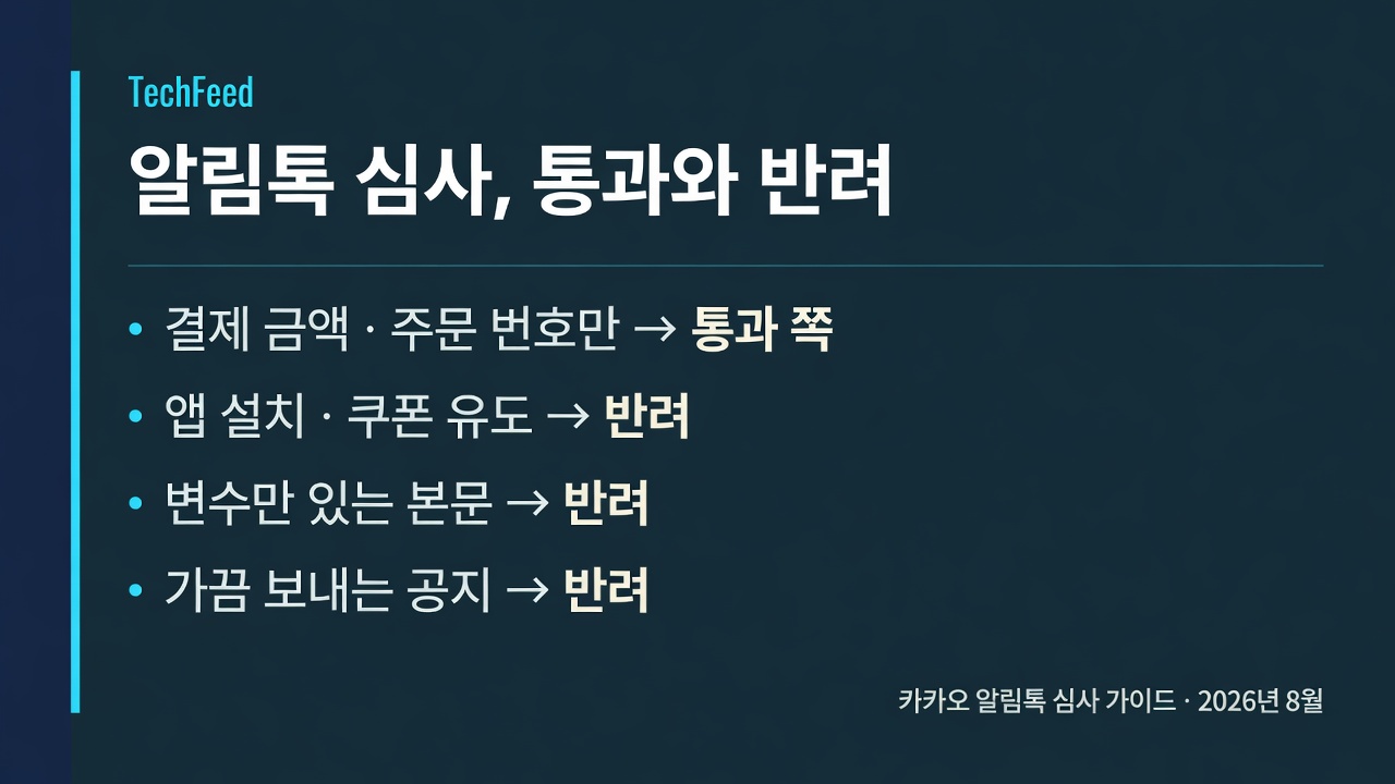 알림톡 템플릿 심사에서 통과와 반려가 갈리는 문장 비교