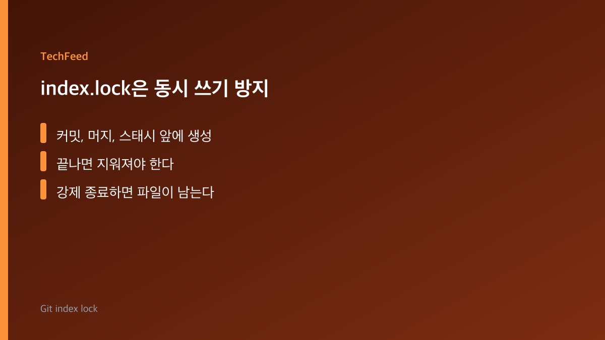 깃이 인덱스를 바꾸는 동안 index.lock을 만들어 다른 명령을 막는 개념 이미지