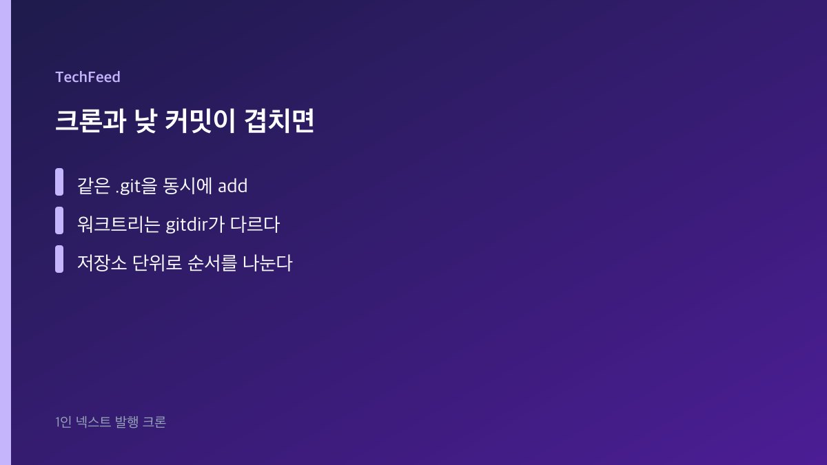 크론 발행과 수동 커밋이 같은 저장소 lock를 겹치는 장면