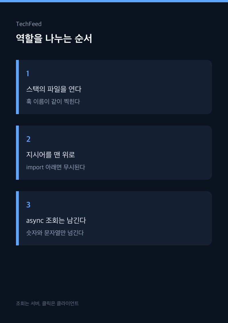 페이지는 서버에 두고 메뉴 버튼 파일만 use client로 나누는 순서 그림