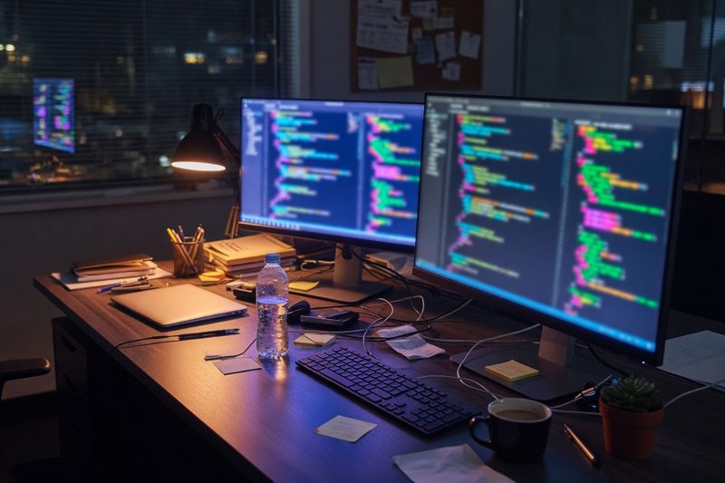 네트워크 스위치와 케이블. 앱 연결과 마이그레이션 연결을 포트로 나누는 장면