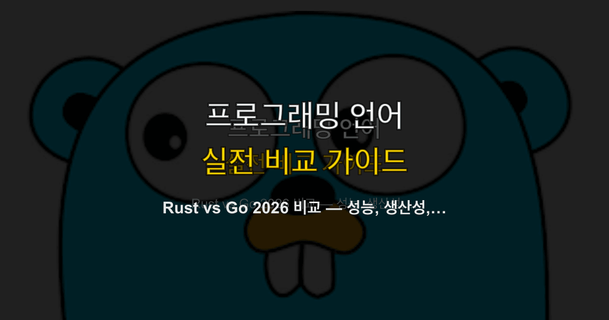 Rust vs Go 2026 비교 — 성능, 생산성, 생태계 총정리