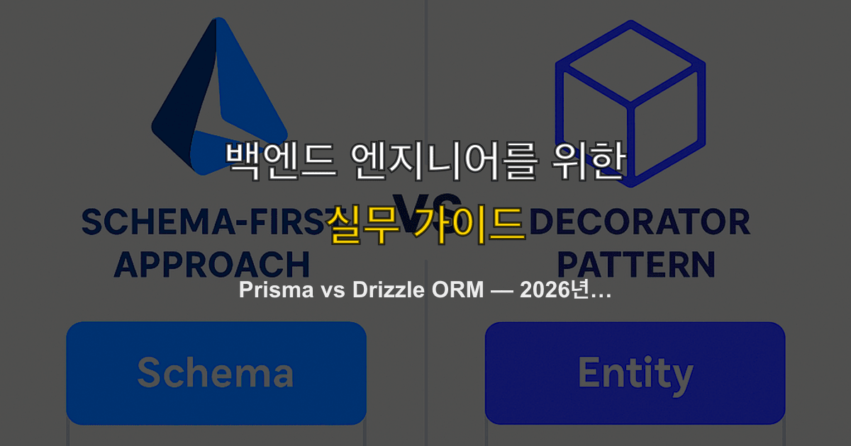 Prisma vs Drizzle ORM — 2026년 TypeScript ORM 실전 비교