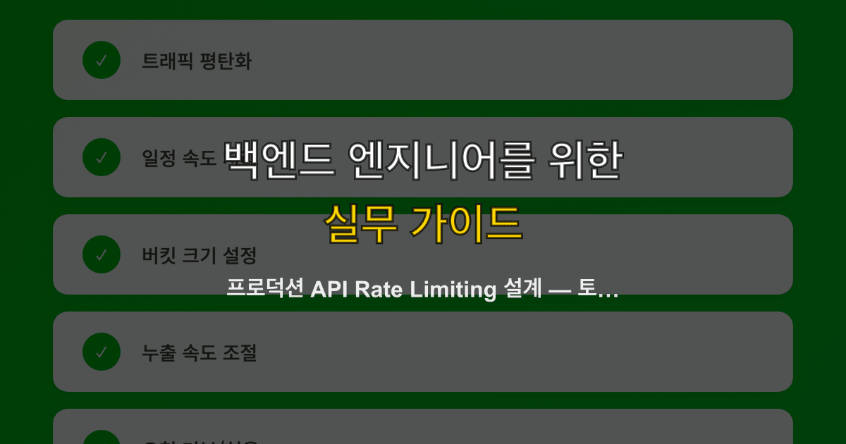 프로덕션 API Rate Limiting 설계 — 토큰 버킷부터 Redis 분산 구현까지