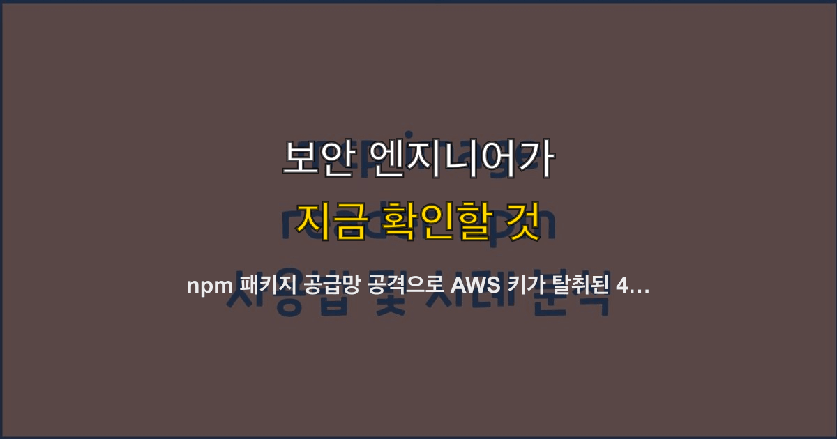 npm 패키지 공급망 공격으로 AWS 키가 탈취된 48시간 — 스타트업 보안 사고 실전 기록