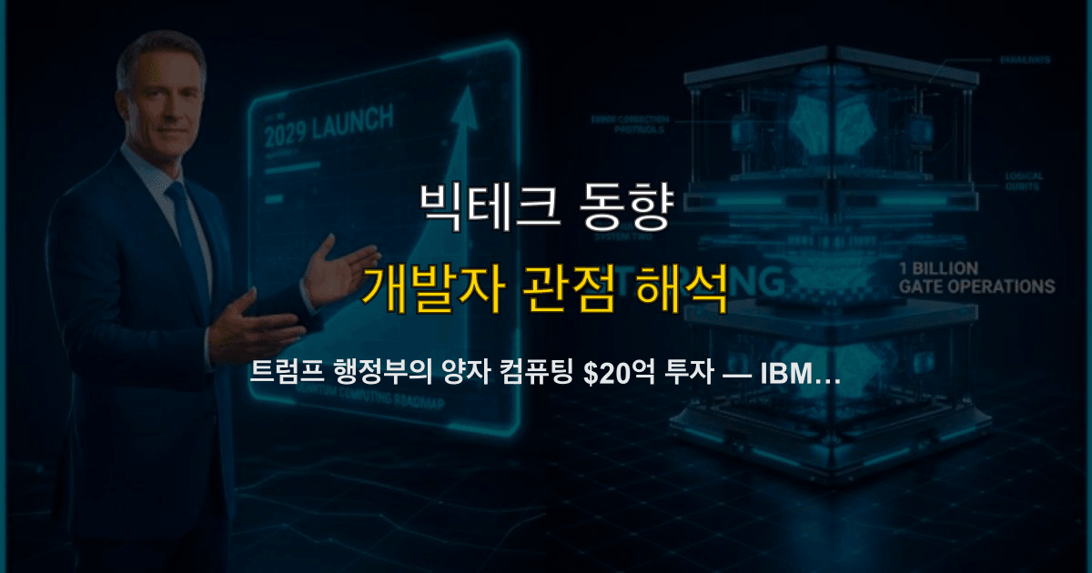 트럼프 행정부의 양자 컴퓨팅 $20억 투자 — IBM 최대 수혜, 개발자가 알아야 할 것
