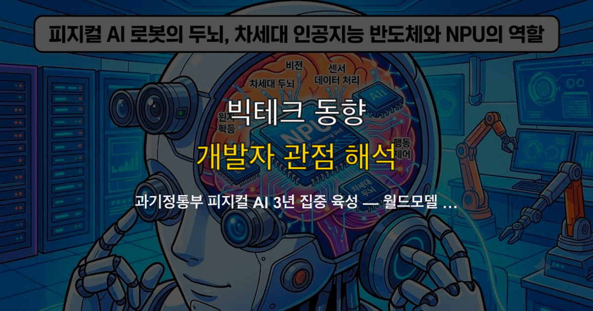 과기정통부 피지컬 AI 3년 집중 육성 — 월드모델 국산화 전략과 개발자 진입 기회