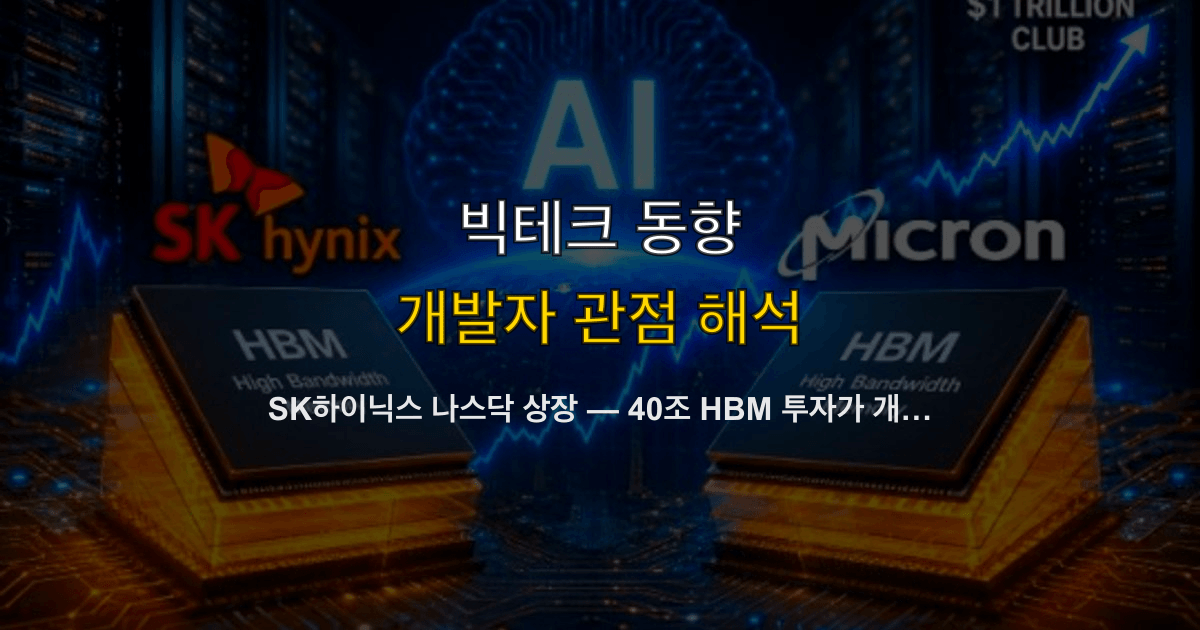 SK하이닉스 나스닥 상장 — 40조 HBM 투자가 개발자 AI 인프라 비용에 미치는 영향