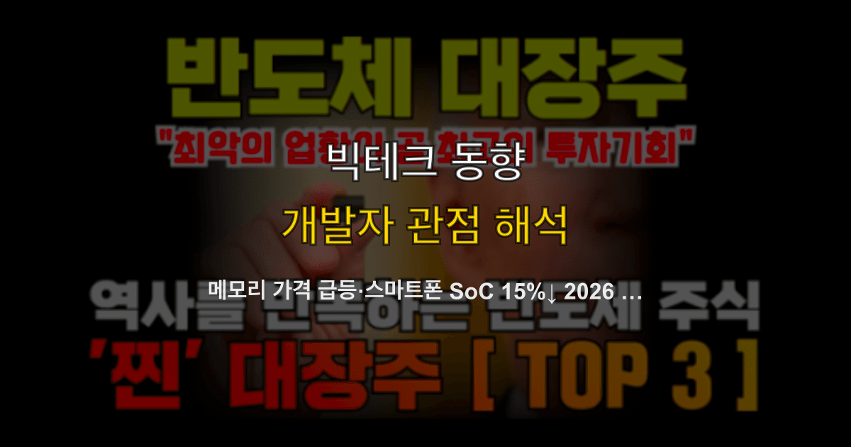 메모리 가격 급등·스마트폰 SoC 15%↓ 2026 | 출하·원가·개발 예산