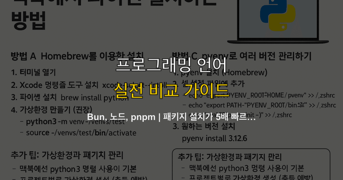 Bun, 노드, pnpm | 패키지 설치가 5배 빠르면 실제로 바꿔야 하나?