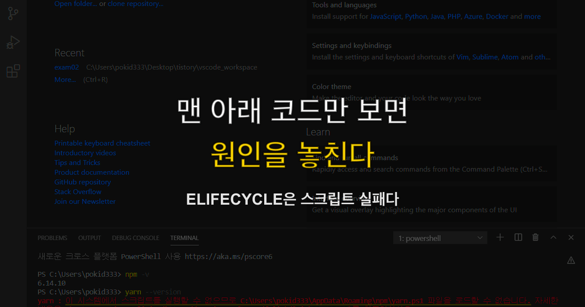 ELIFECYCLE, npm ERR, exit status | 스크립트만 실패하면?