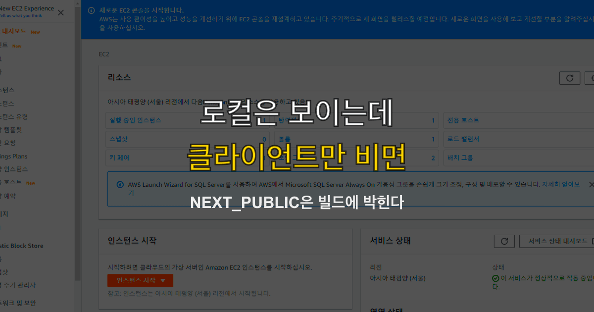NEXT_PUBLIC, process.env, 환경변수 | 로컬은 되고 클라이언트만 비면?