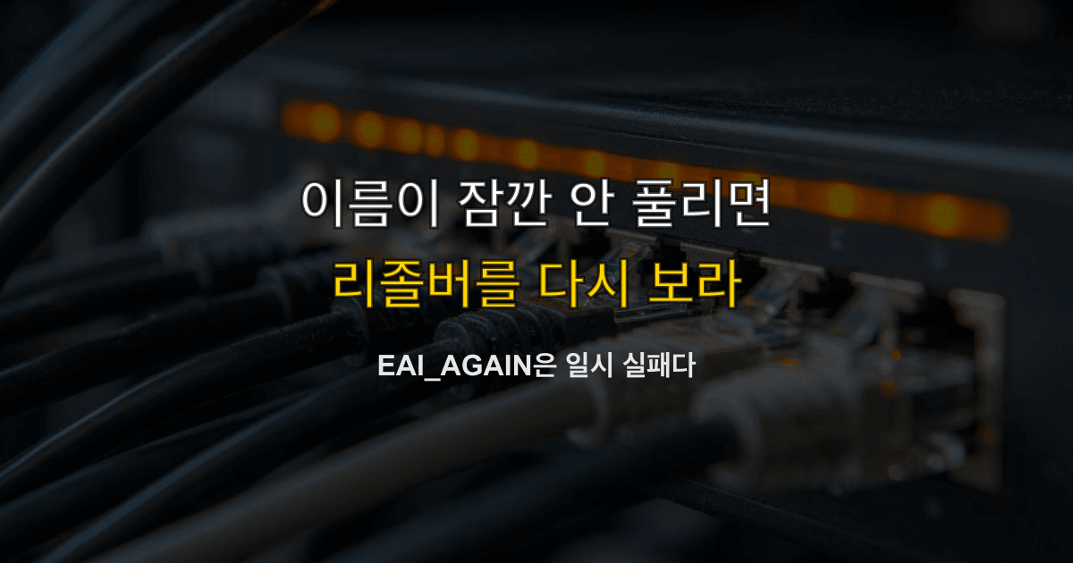 EAI_AGAIN, getaddrinfo, 이름 해석 | 설치 주소가 잠깐만 안 풀리면?